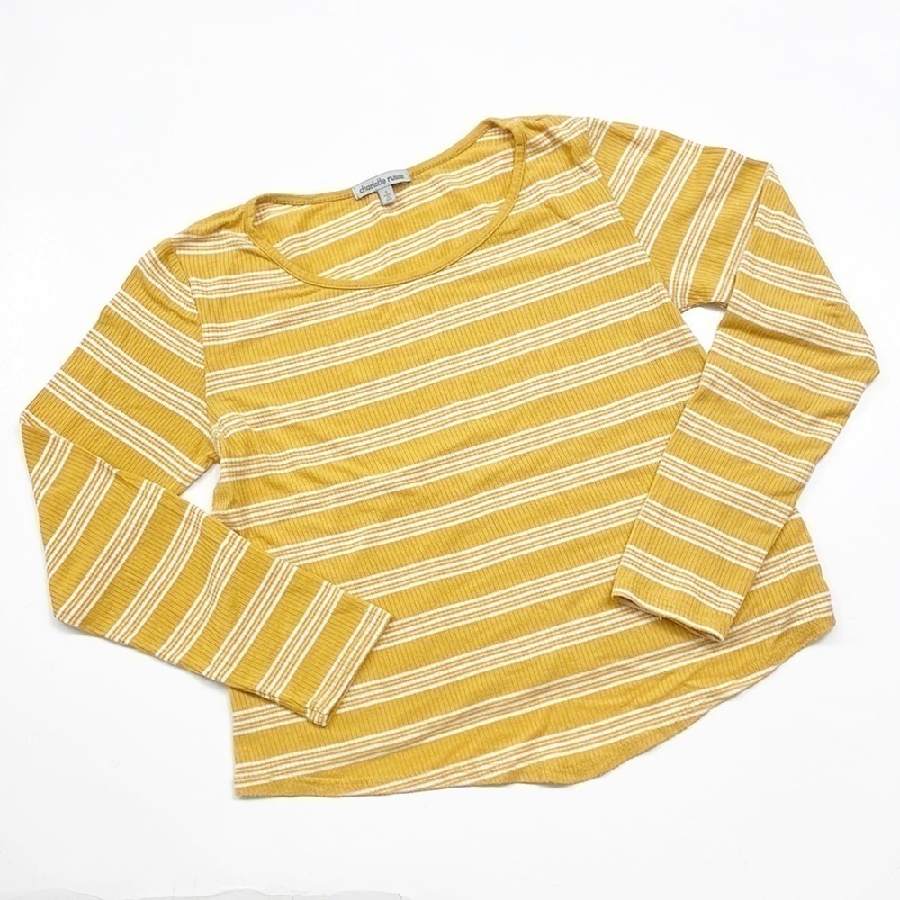 Charlotte Russe mustard yellow/white striped long sleeve top